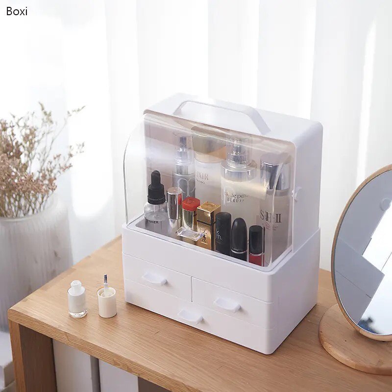 Boxi Multi-layer Drawer Makeup Organizer Transparent Plastic Cosmetic Storage Box Desktop Dust-proof Jewelry Nail Polish Boxes