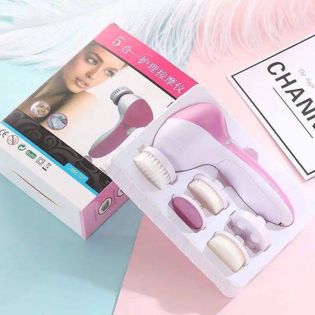 5 in 1 Electric Facial Cleaning Brush Wash Face Machine Skin Pore Cleaner Body Cleansing Massage Mini Massager Brush