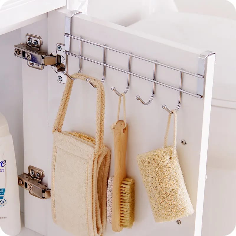 Storage Holder Hooks Door Wall Hooks Stainless Steel Hanger Clothes Towel Storage Rack Kitchen Bathroom Storage Racks