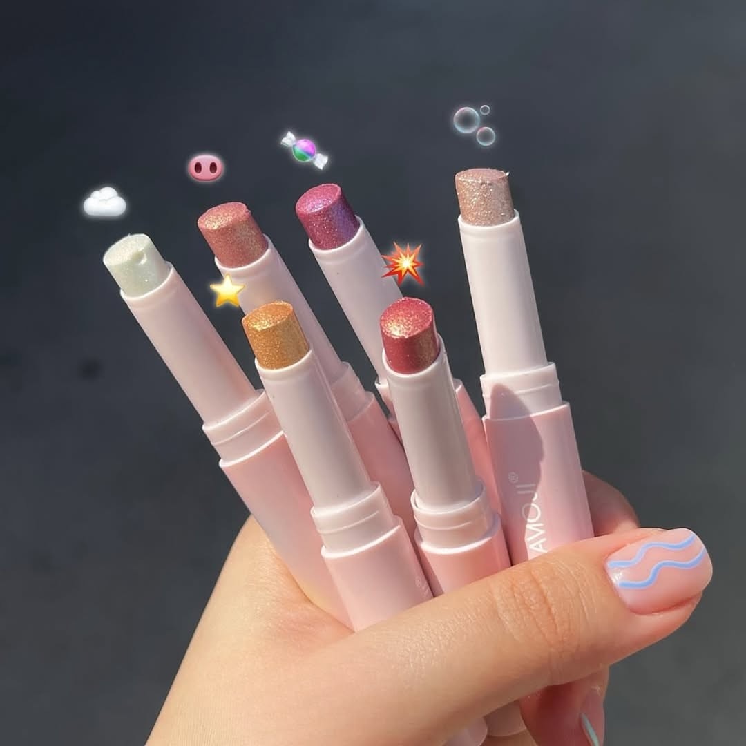 Hudamoji - 6pcs Crystal Jelly Highlighter & Eyeshadow Stick