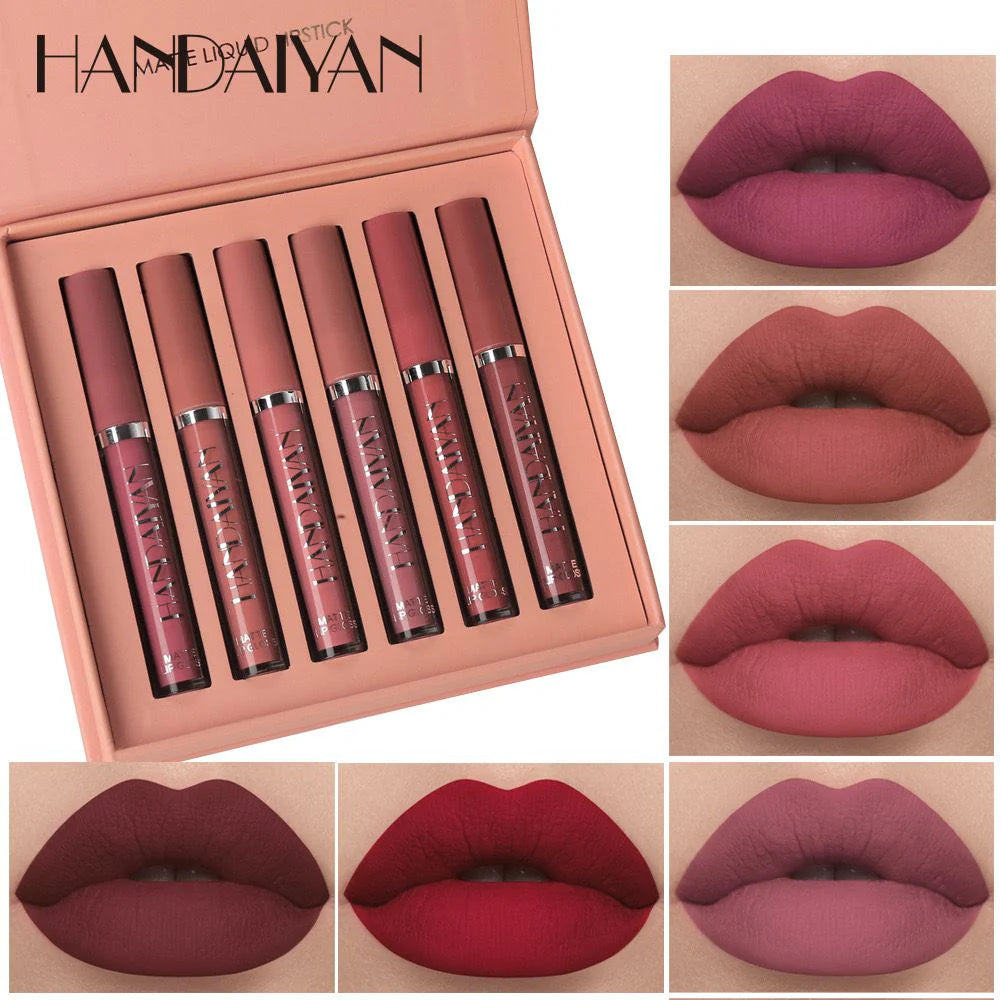 6pcs Handaiyan Creamy Velvet Matte Lip Gloss