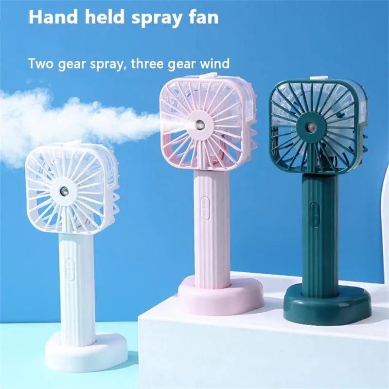 Mini Handheld Spray Fan USB Rechargeable Refrigeration Outdoors Key Switch Portable Student Table Hand Electric Fans