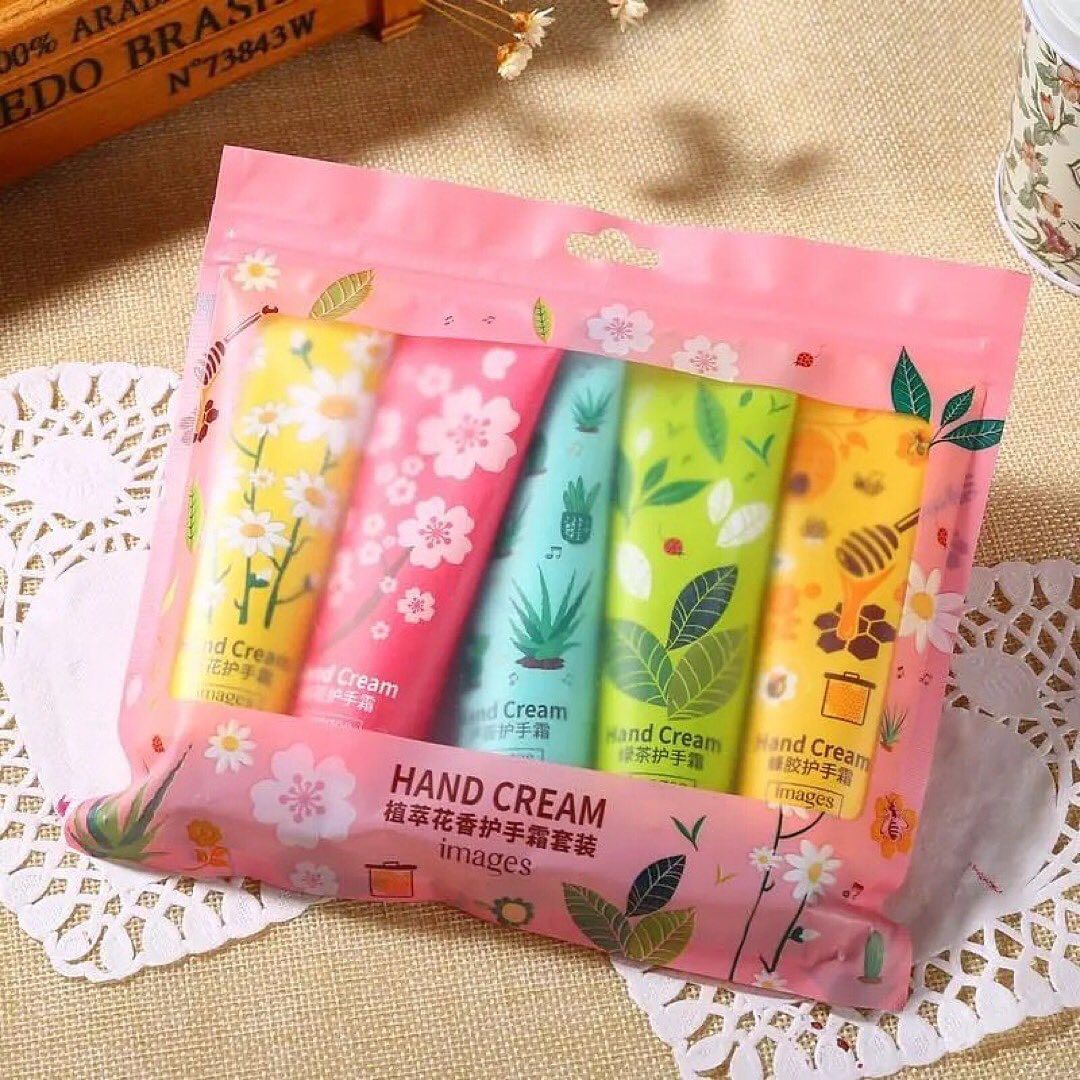 5pcs/set Plant Extract Fragrance Moisturizing Nourishing Hand Cream Suit Anti drying Anti Wrinkle Hand Care Lotion