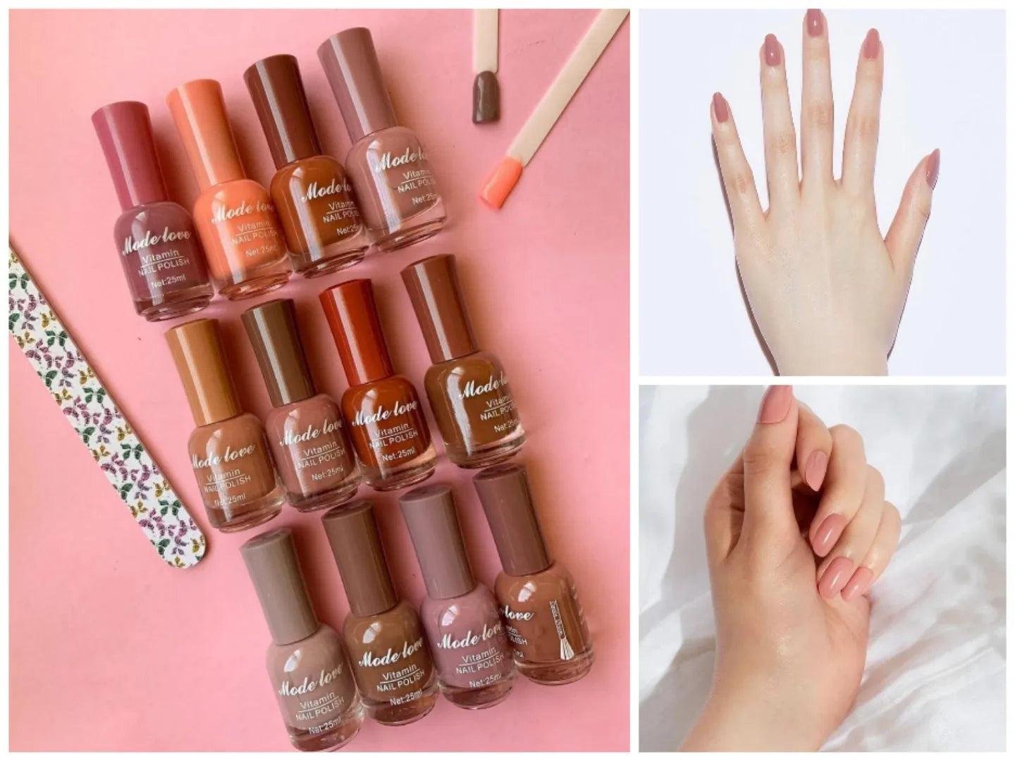 12pcs Nude Nail Polish Bag