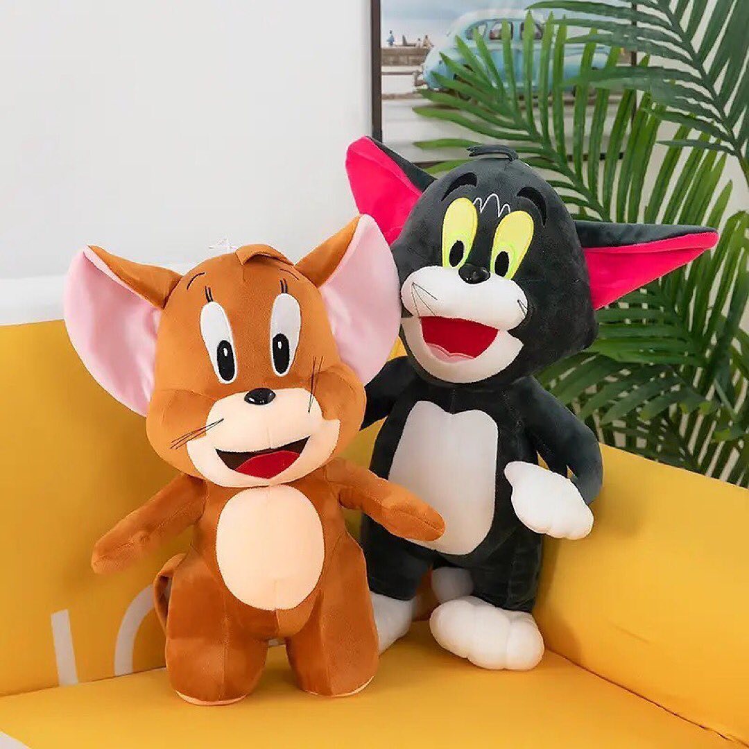 2pcs/set Tom & Jerry Plush Toy Kawaii Soft Stuffed Dolls Cartoon Animal Cats For Kids Holiday Gifts