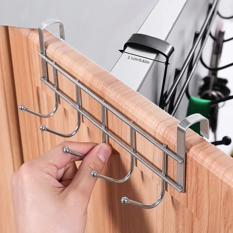 Storage Holder Hooks Door Wall Hooks Stainless Steel Hanger Clothes Towel Storage Rack Kitchen Bathroom Storage Racks