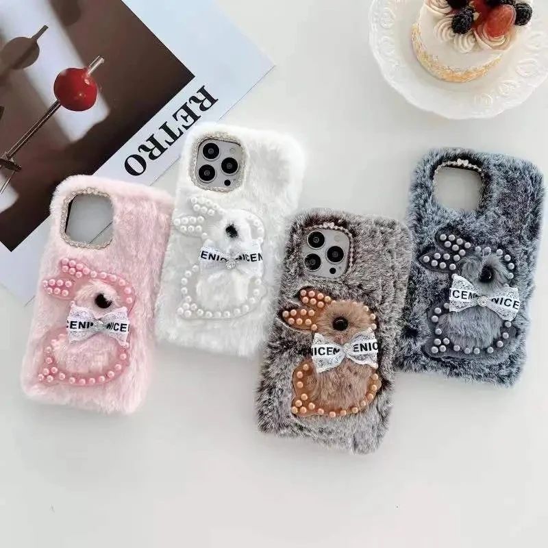 Cute Rabbit Plush Fur Soft Silicone Phone Case