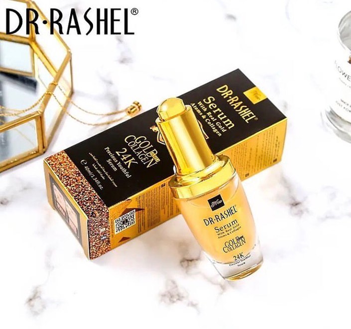 DR.RASHEL 24K Gold Atoms Collagen Serum Moisturizing Nourishing Whitening Fading Dark Spots Makeup Primer Facial Serum