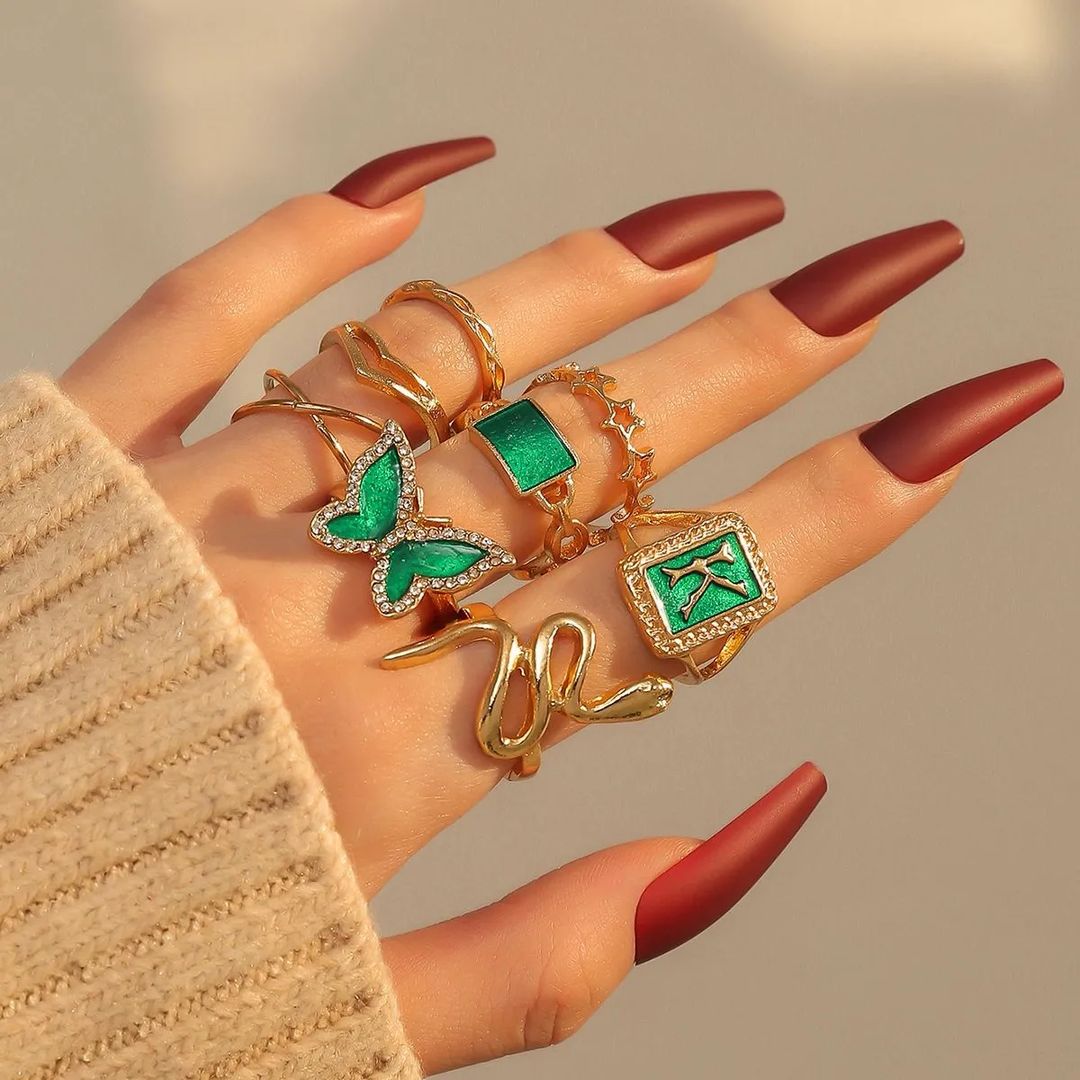 Fashion Jewelry 8 pcs Snake Ring Set