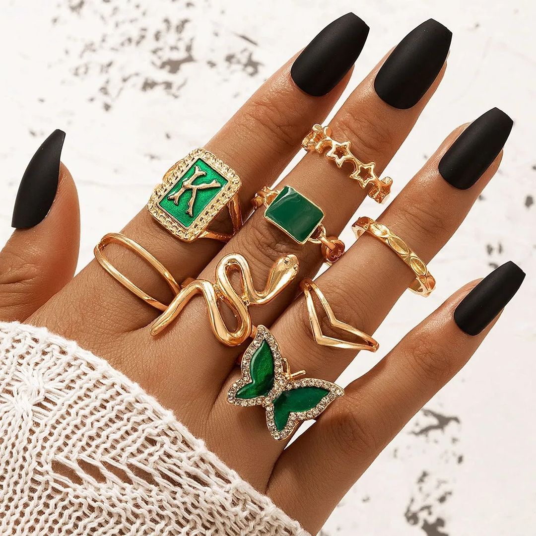 Fashion Jewelry 8 pcs Snake Ring Set