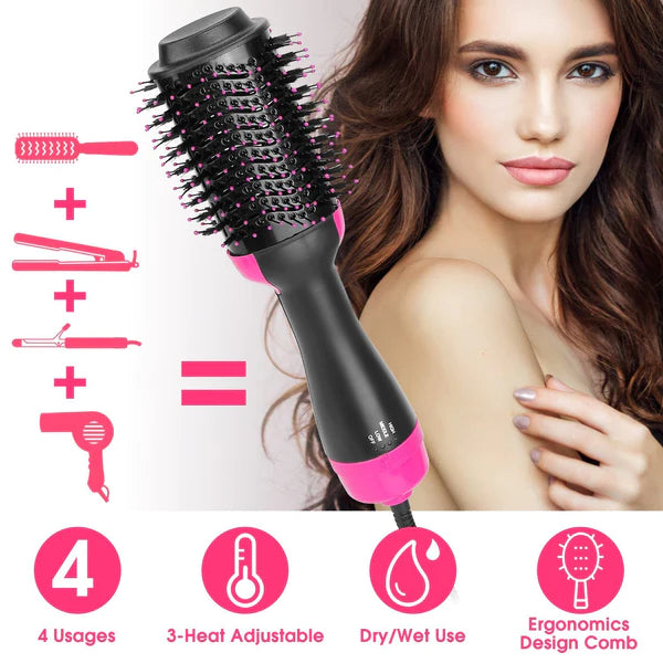 4 in 1 Hair Dryer Hot Air Brush Styler and Volumizer Women Multifunctional Hair Straightener Curler One Step Electric Blow Dryer Brush