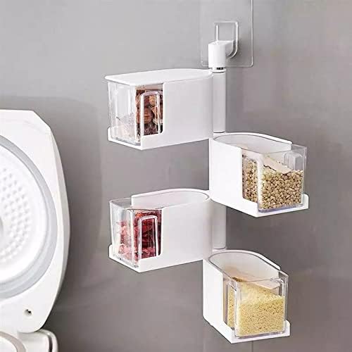 4 Layer Wall Mounted Kitchen Spice Rack Wall Mounted Condiment Storage Case Kitchen Rotating Spice Jar Container