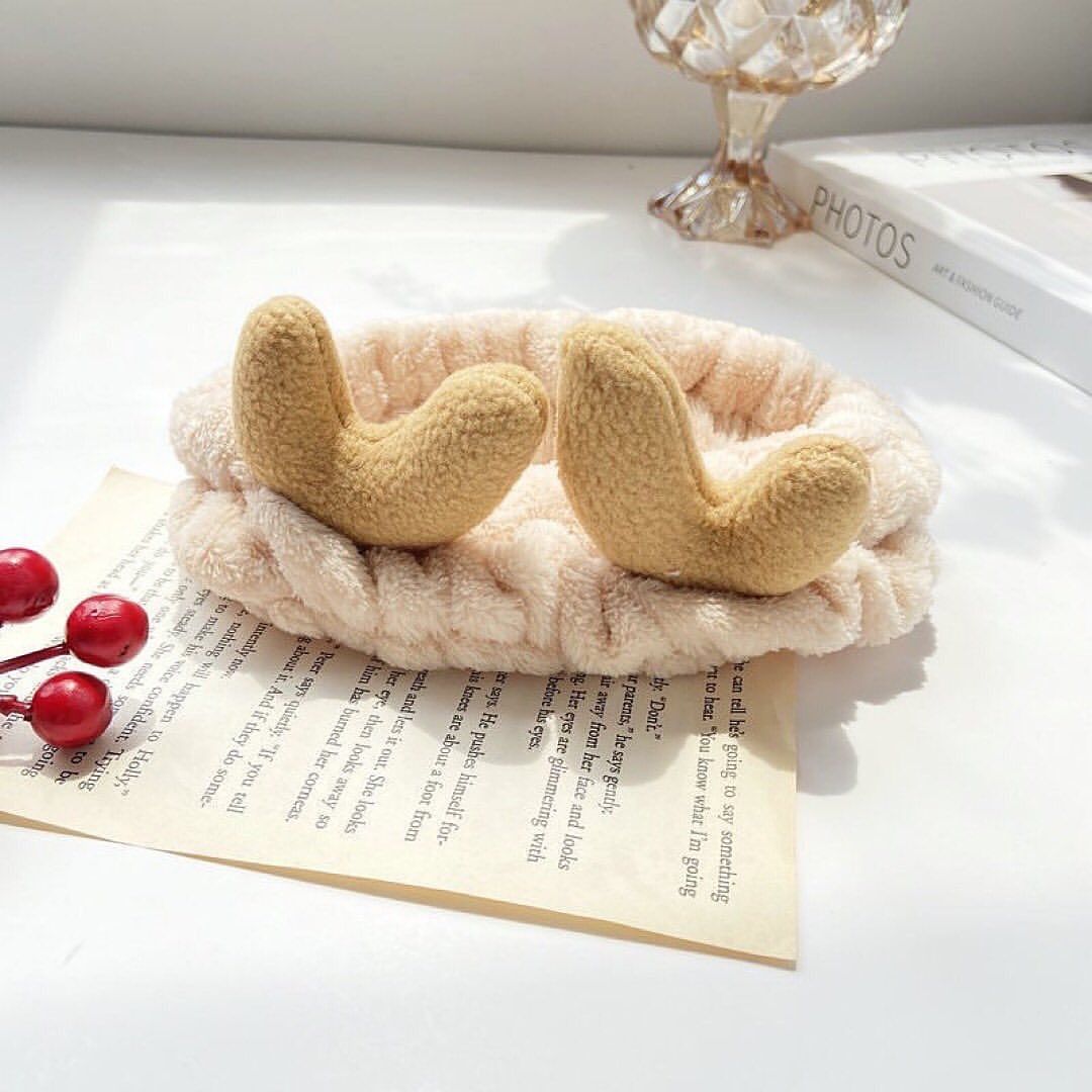 Christmas Deer Horn Hair Band Plush Three-dimensional Face Wash Hair Bands for Women Korean Hair Accessories