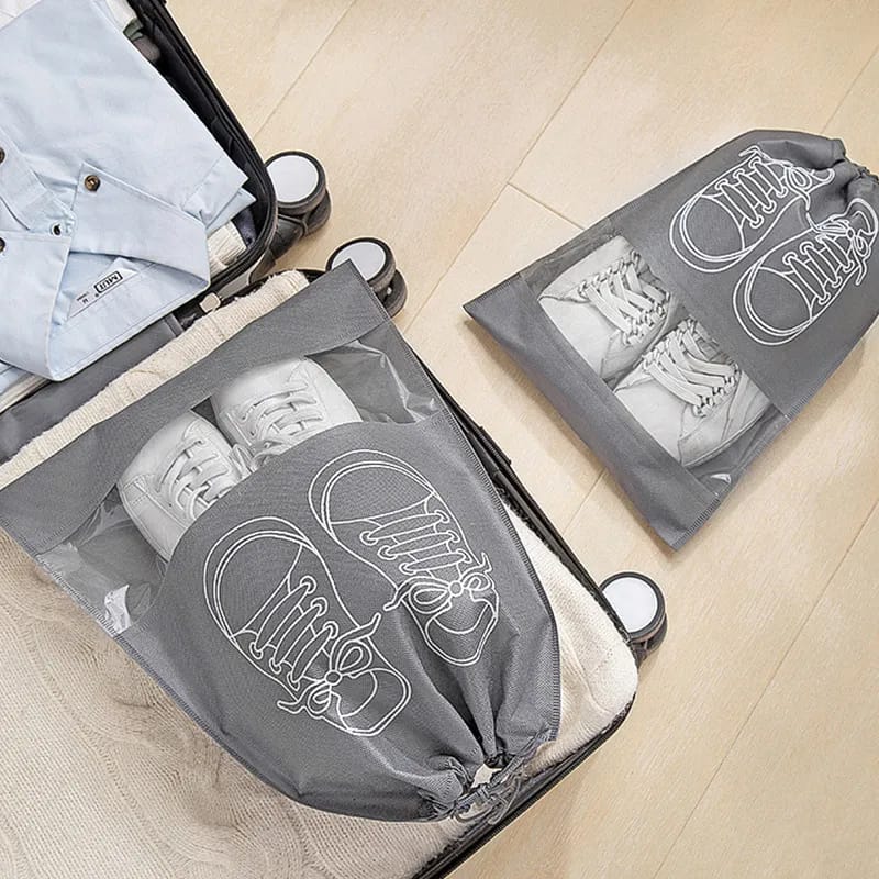 Pocket Shoe Storage Bag Transparent Shoes and Boots Dust Bag Available Color Gray