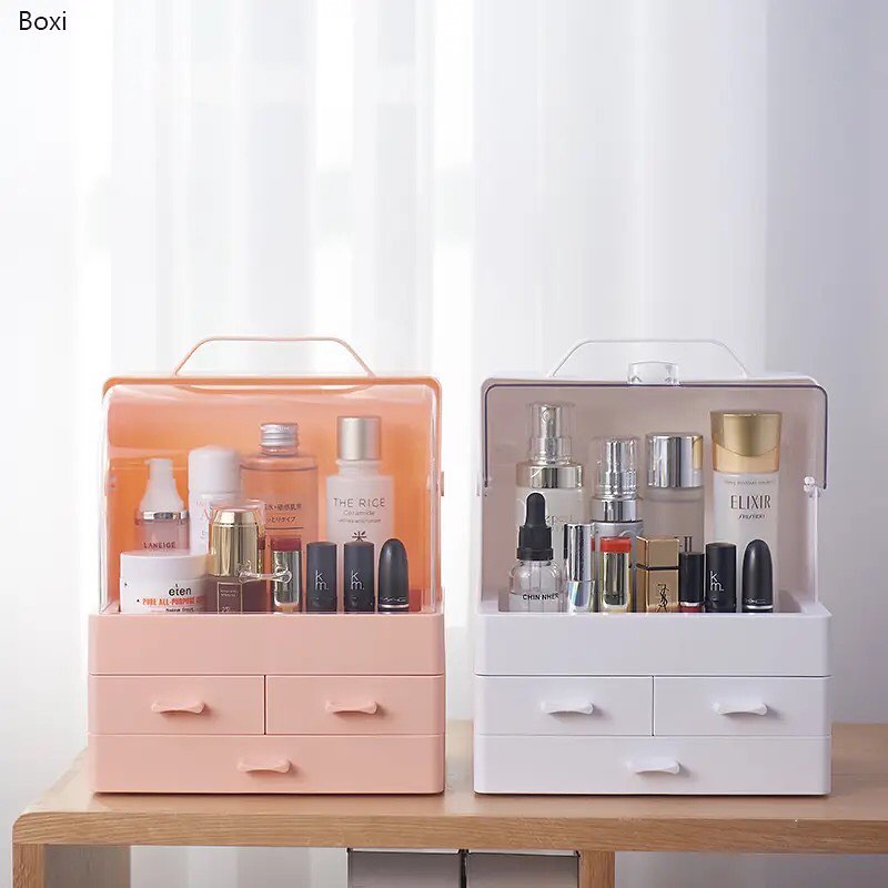 Boxi Multi-layer Drawer Makeup Organizer Transparent Plastic Cosmetic Storage Box Desktop Dust-proof Jewelry Nail Polish Boxes