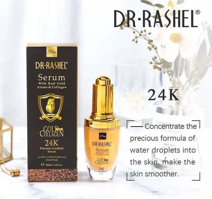 DR.RASHEL 24K Gold Atoms Collagen Serum Moisturizing Nourishing Whitening Fading Dark Spots Makeup Primer Facial Serum