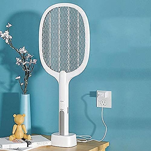 2 In 1 Mosquito racket USB Rechargeable Fly Zapper Swatter with Purple Lamp Seduction Trap Summer Night Baby Sleep Protect tools