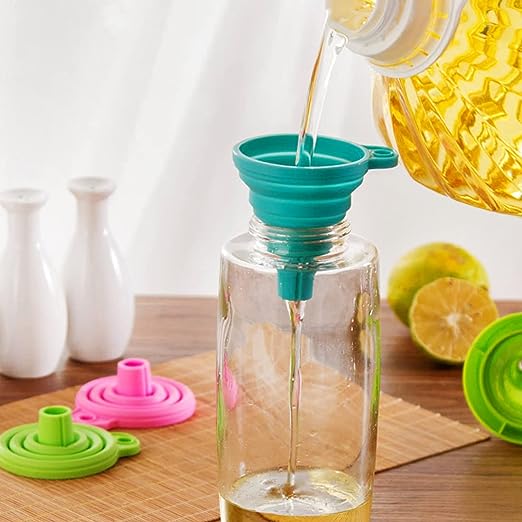 Sleek Silicon Funnel, Flexible Silicone Foldable Kitchen Funnel, Kitchen Funnels for Bottle Liquid Transfer