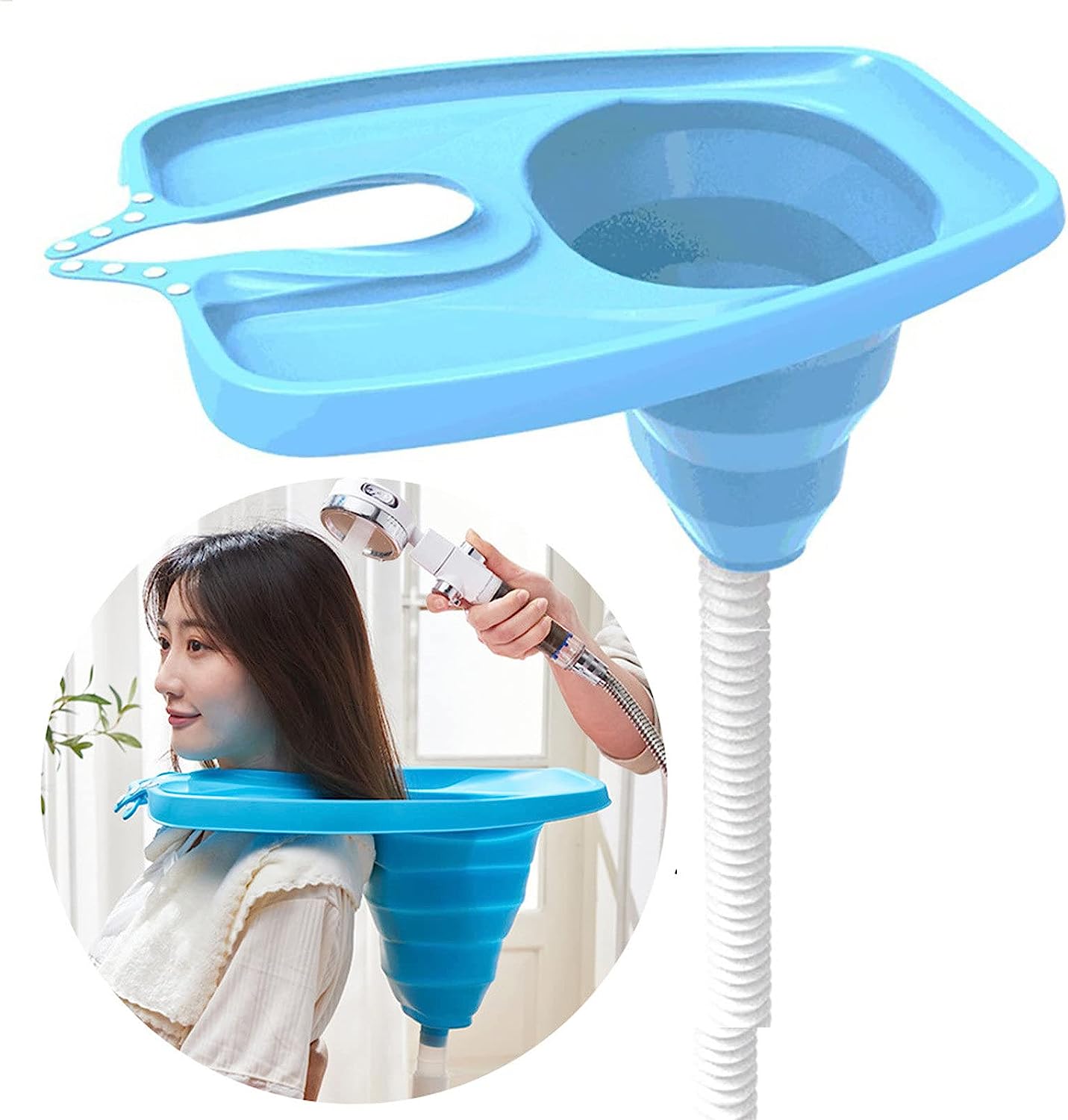 Retractable Shampoo Bowl Portable Hair Washing Tray for Bedside and in Bed Shampoo Basin for Elderly Disabled Pregnant Children With 4 ft Pipe