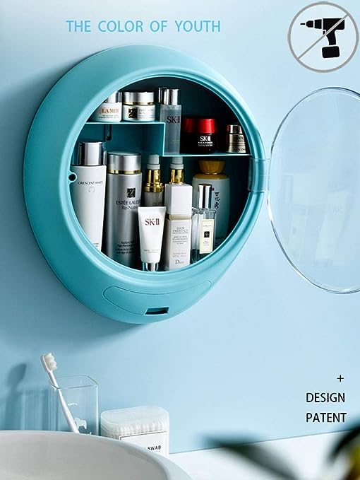 Wall-mounted Makeup Organizer Punch-free Large Capacity Jewelry Cosmetic Storage Box Women Skin Care Beauty Rack