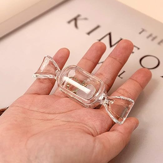 10pcs Creative Transparent Candy Shape Mini Plastic Box Rings Earrings Jewelry Box Jewellery Storage Boxes Organizer Box