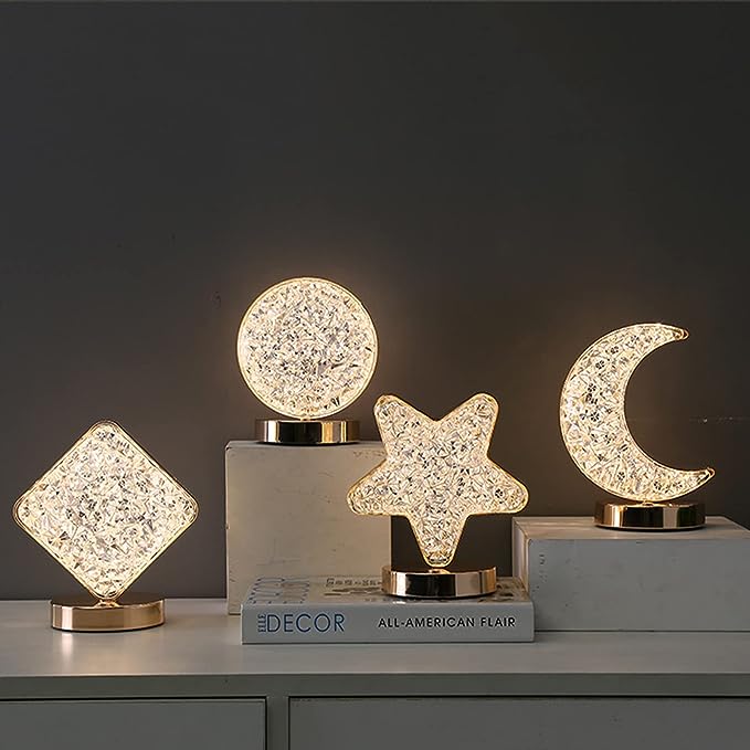 3D Acrylic Crystal Table Light, USB LED Star Moon Night Lights, LED Night Lights, Table Lamp, Bedside Table Decoration Room Lamps, Decorative Table