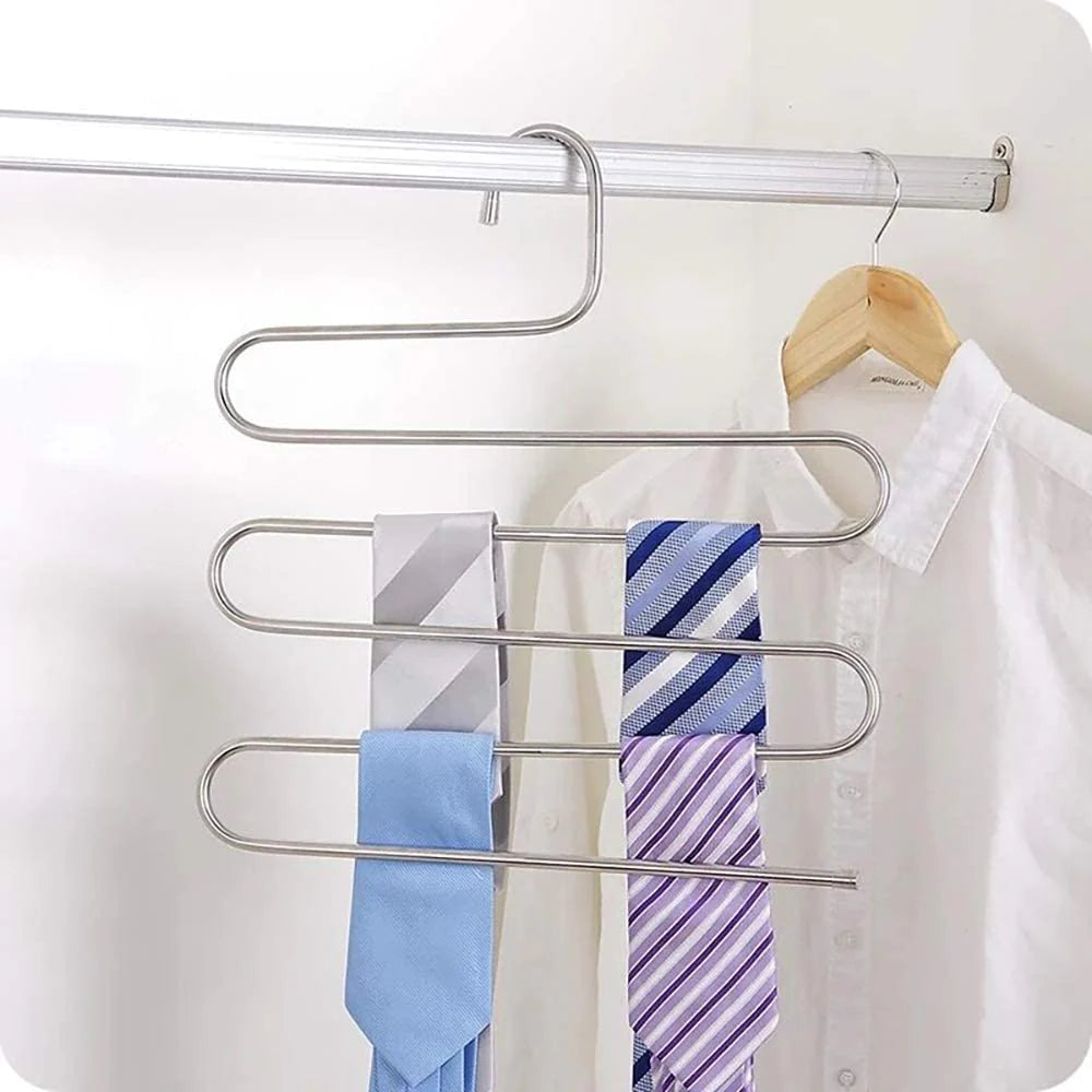 5 Layer Stainless Steel Hanger Multi Layers Pants Hangers Multi-purpose Clothes Hanger