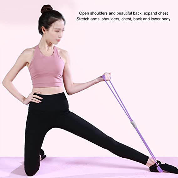 Hot Yoga Gum Fitness Resistance 8 Word Chest Expander Rope Workout Muscle Trainning Rubber Elastic Bands for Sports Exercise