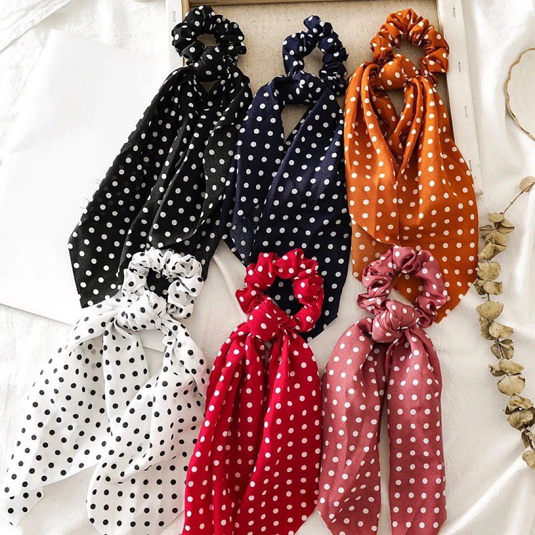 New Bow Hair Scrunchies Floral Long Ribbon Ponytail Girls Elastic Hair Bands Hair Ties Accessories