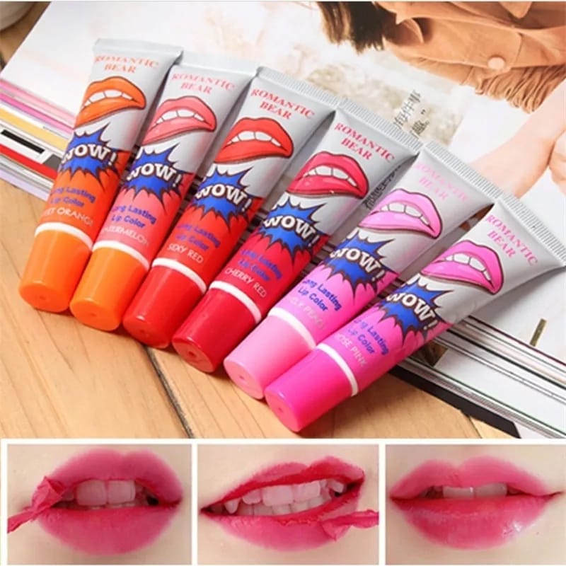 6pcs Peel Off Liquid Lipstick Waterproof Long Lasting Lip Tint Moisturizing Tear Pull Sexy Red Liquid Lipstick Korean Makeup