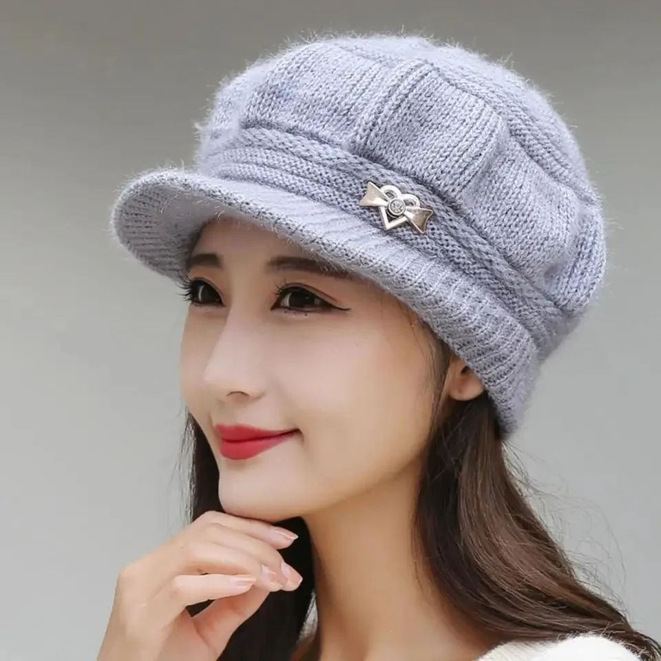 Girls Hat Solid Color Knitted Autumn Winter Lightweight Dome Hat for Outdoor