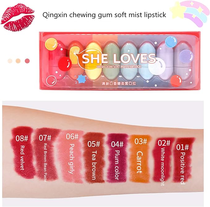 8pcs She Loves Mini Capsule Lipstick