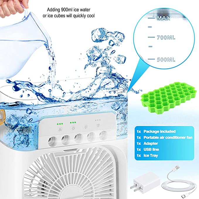 Portable Mini Misting Fan, Mini Fan USB Rechargeable Fan Portable Mini Water Evaporative Air Conditioner Fan Rechargeable.