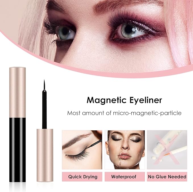 5 Pairs Magnetic Eyelashes 3D False Mink Eyelashes Magnet Lashes Magnetic Natural Eyeliner & Tweezer Set Makeup Eyelashes Tool