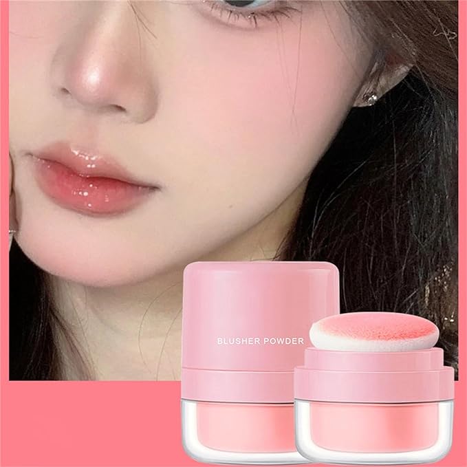 Highlighter Puff Makeup Blusher Patting Powder Peach Rouge Blush Palette Nude Pink Soft Face Brightening Tint Waterproof Blush Contour Cosmetics