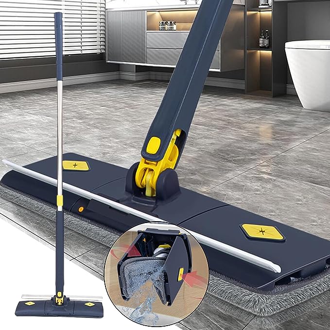 Lazy Mop Squeeze Blue Multi-purpose Cleaning Labor-saving Durable Highly Absorbent Mop Flat Mop Pp/stainless Steel/fiber