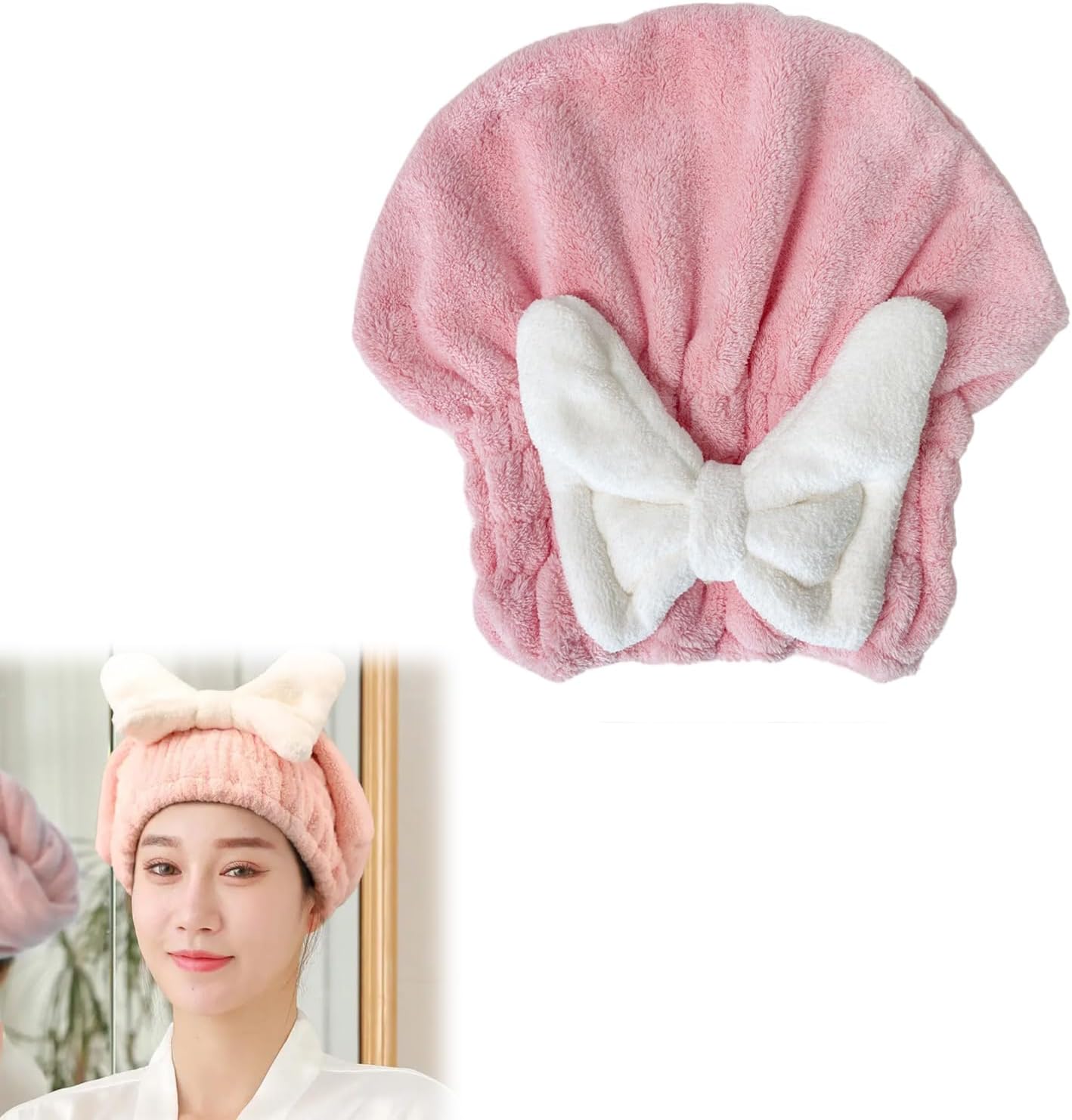 Microfibre Bowknot Wrap Towel Quick Hair Drying Bath Towels Spa Bowknot Wrap Towel Hat Cap