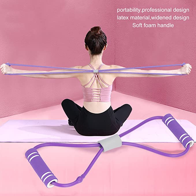 Hot Yoga Gum Fitness Resistance 8 Word Chest Expander Rope Workout Muscle Trainning Rubber Elastic Bands for Sports Exercise