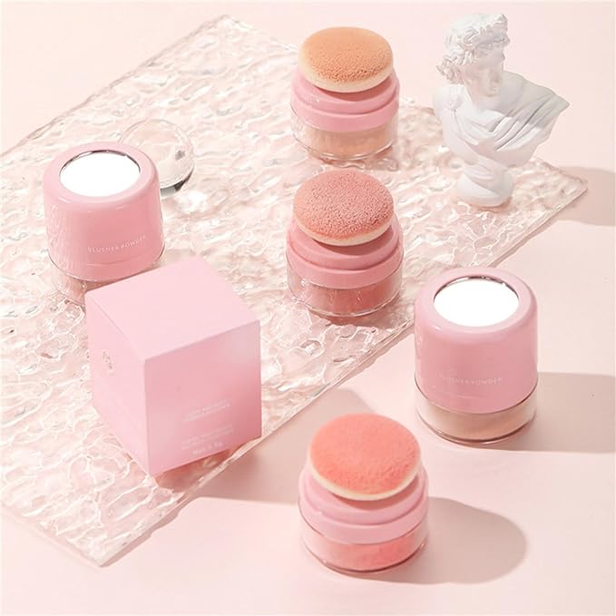 Highlighter Puff Makeup Blusher Patting Powder Peach Rouge Blush Palette Nude Pink Soft Face Brightening Tint Waterproof Blush Contour Cosmetics