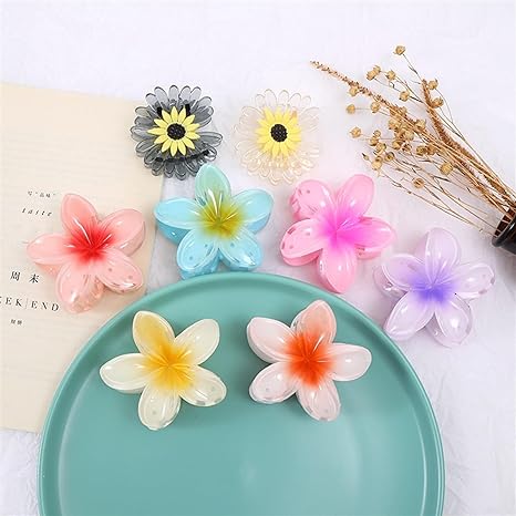 Acrylic Flower Hair Claw Clip Hairpin Women Girls Summer Gradient Shark Hair Clip Barrettes Ponytail Hair Accessories