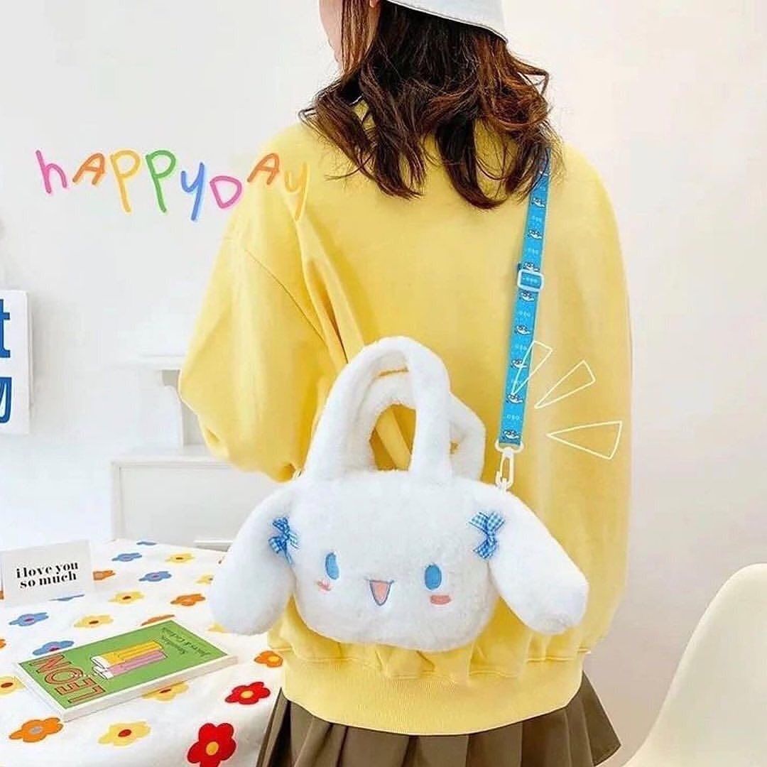 My Melody Cinnamoroll Anime Kawaii Cute Cartoon Plush Bag Soft Fur Doll Shoulder Bag