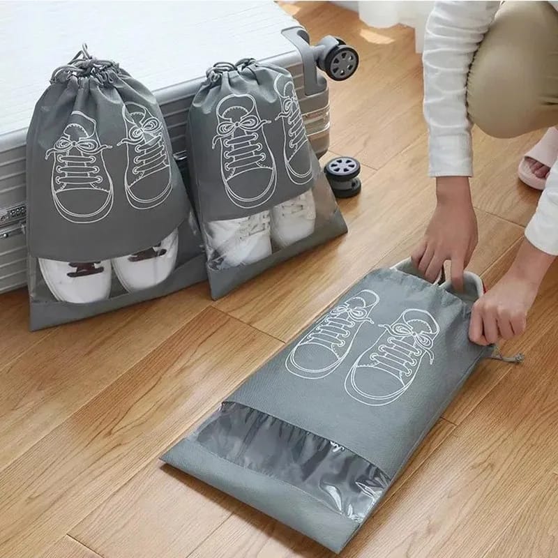 Pocket Shoe Storage Bag Transparent Shoes and Boots Dust Bag Available Color Gray