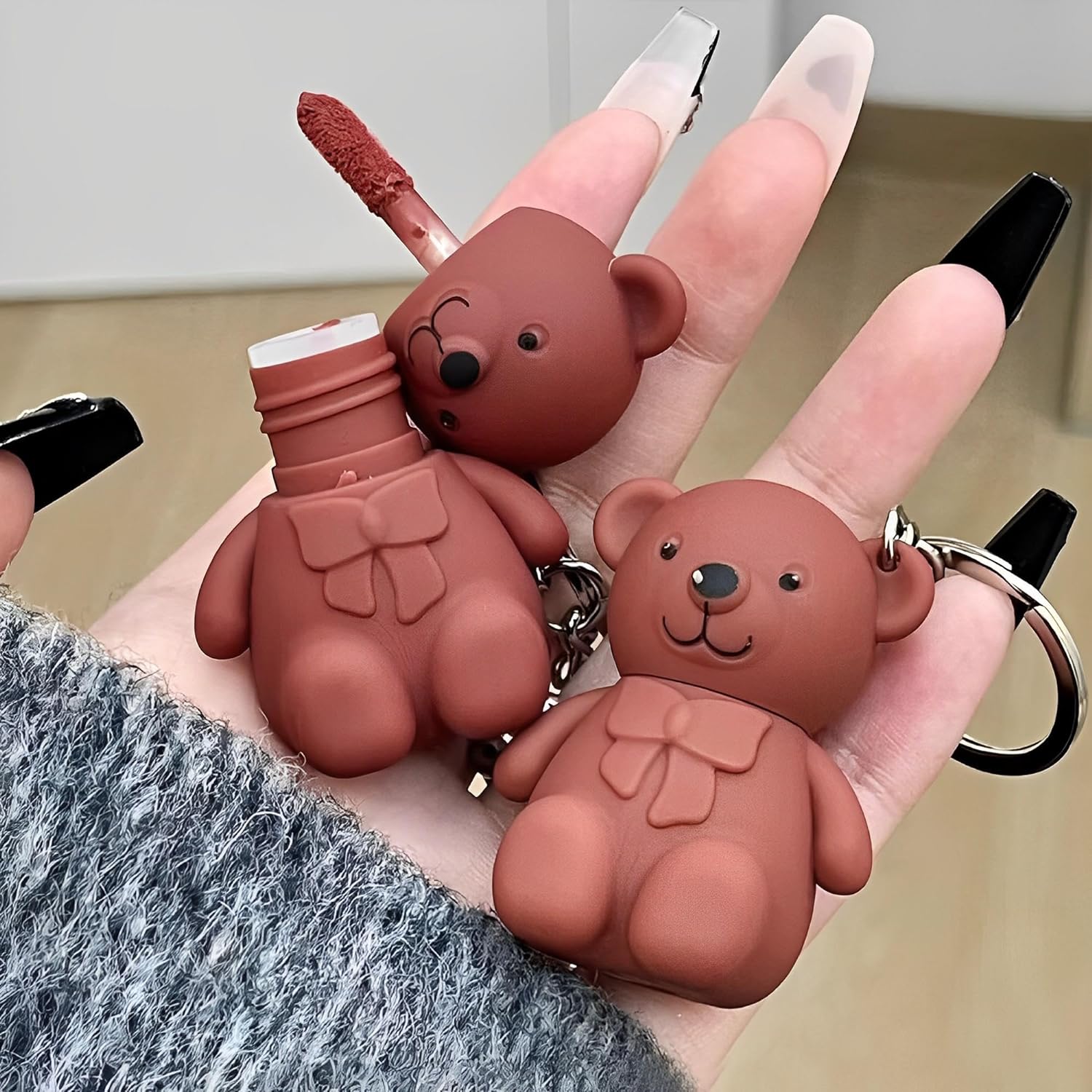 Korean 6pcs Bear Keychain Matte Lipgloss