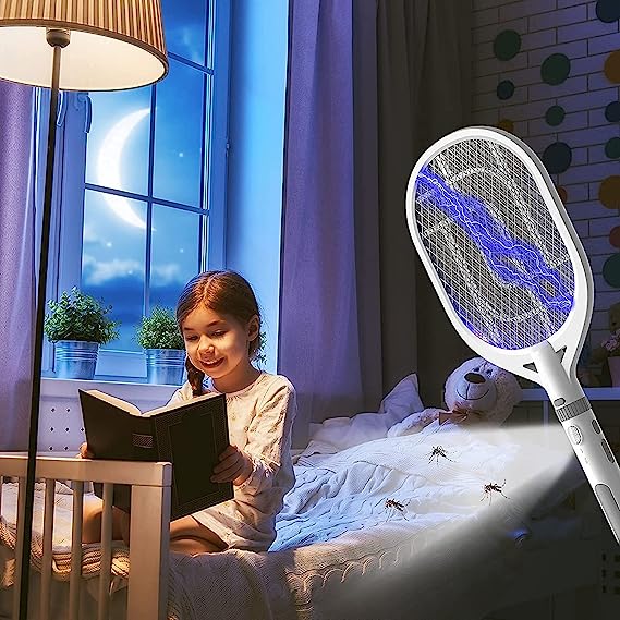 2 In 1 Mosquito racket USB Rechargeable Fly Zapper Swatter with Purple Lamp Seduction Trap Summer Night Baby Sleep Protect tools