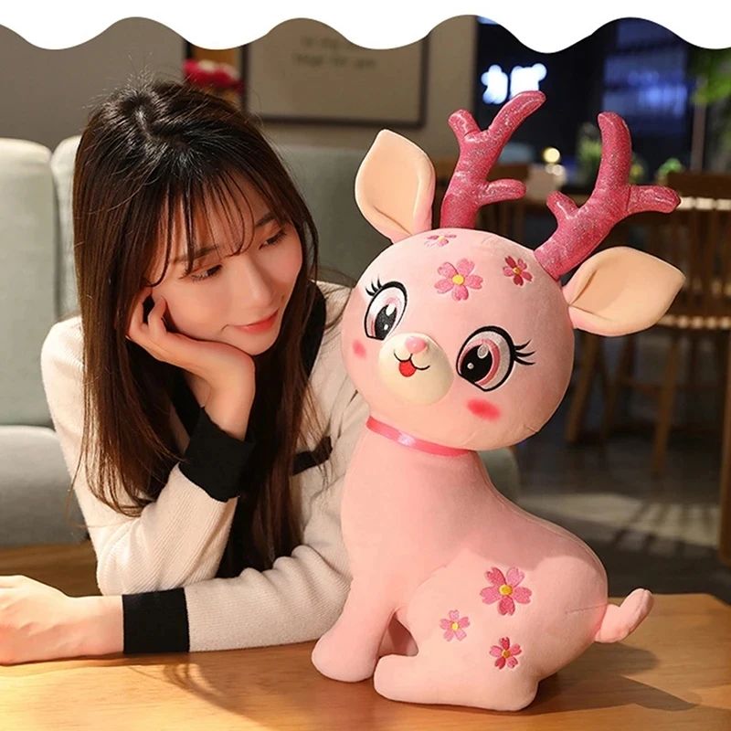 Beautiful Flower Deer Simulation Lovely Animal Stuffed Soft Plush For Children Birthday Present Christmas Gift Plush Toy