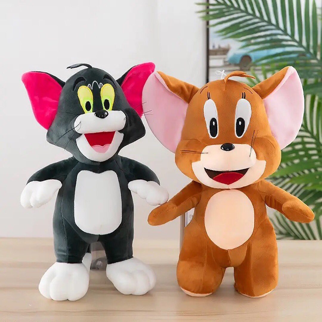 2pcs/set Tom & Jerry Plush Toy Kawaii Soft Stuffed Dolls Cartoon Animal Cats For Kids Holiday Gifts