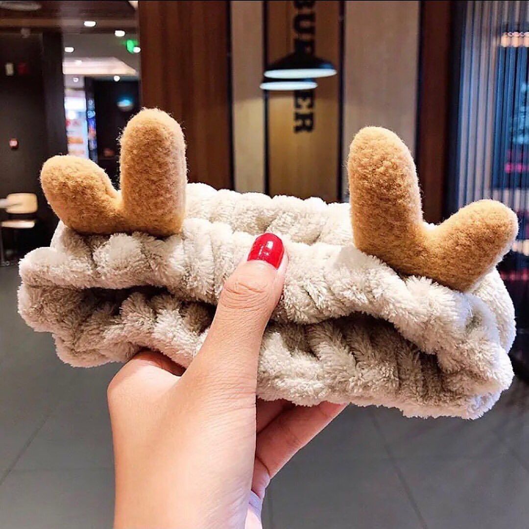 Christmas Deer Horn Hair Band Plush Three-dimensional Face Wash Hair Bands for Women Korean Hair Accessories