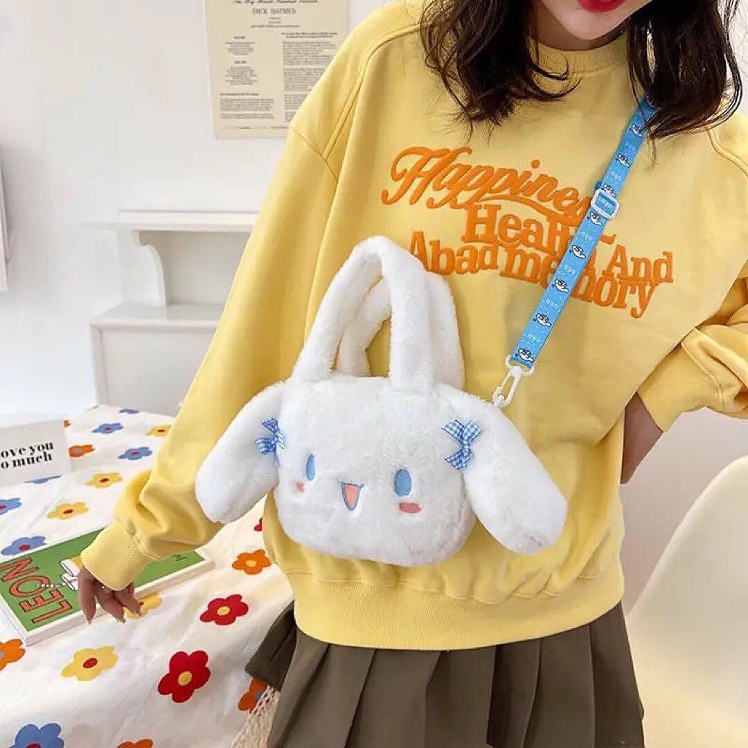 My Melody Cinnamoroll Anime Kawaii Cute Cartoon Plush Bag Soft Fur Doll Shoulder Bag