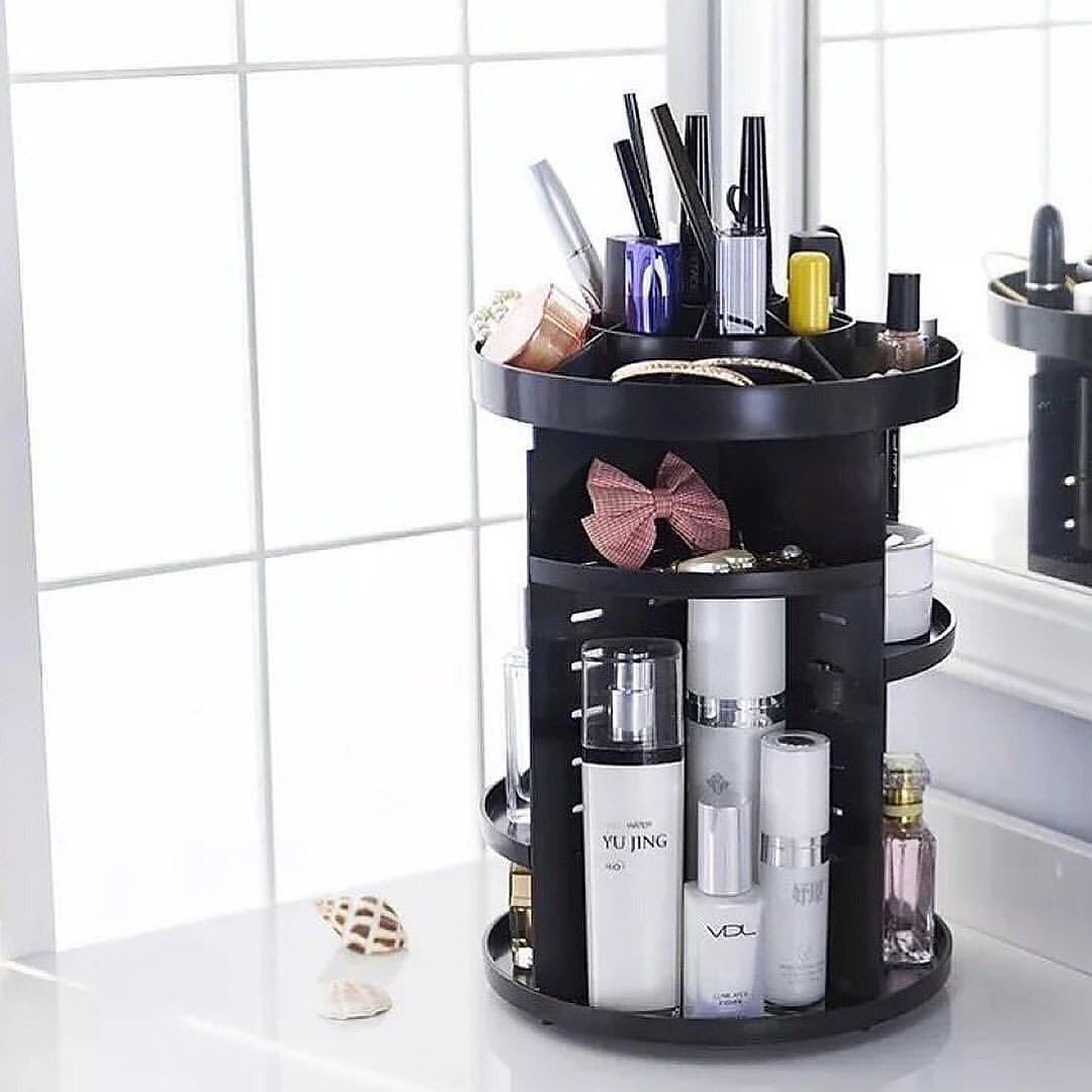 360 Degree Rotating Makeup Organizer Storage Desktop Jewellry Finishing Large Capacity Plastic Drawer Cosmetic Organizer