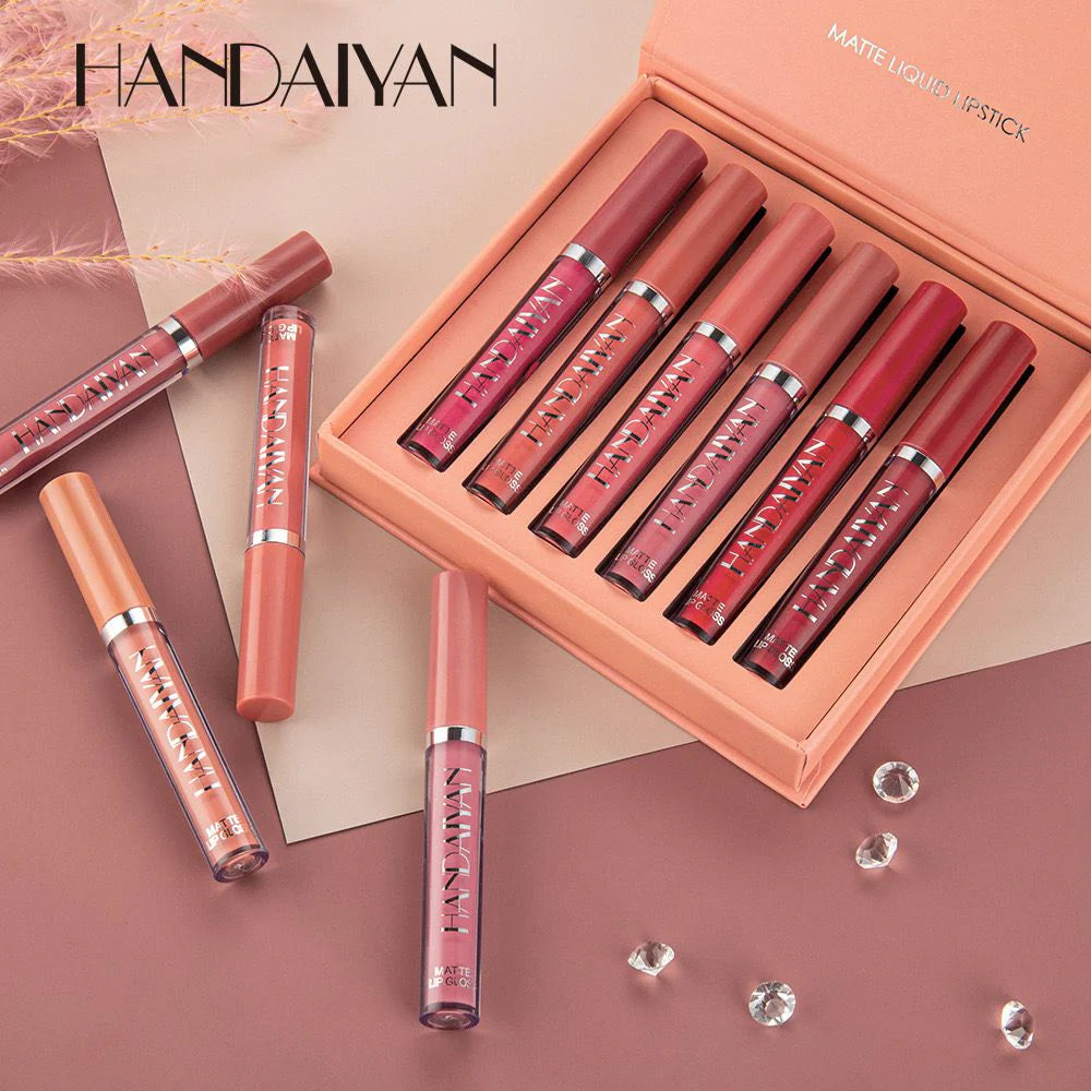 6pcs Handaiyan Creamy Velvet Matte Lip Gloss